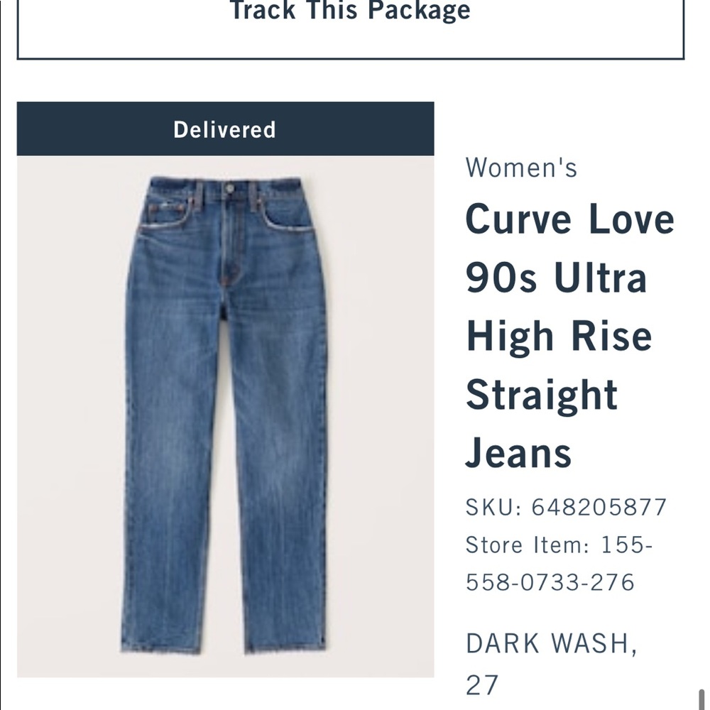 NWT Abercrombie 90s Ultra High Rise Straight Jeans Curve Love